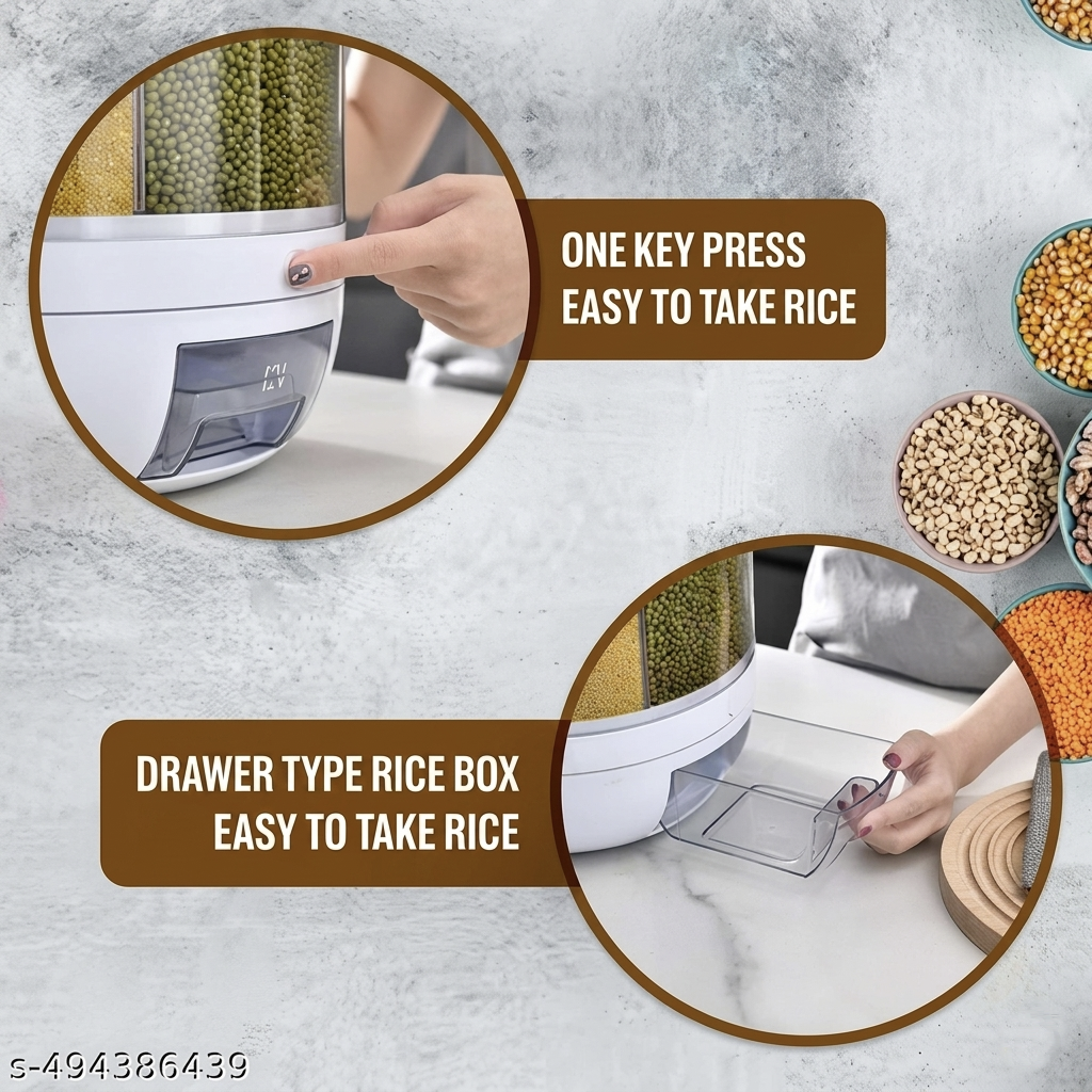 6-Grid Rotating Grain Dispenser - Grocery storage