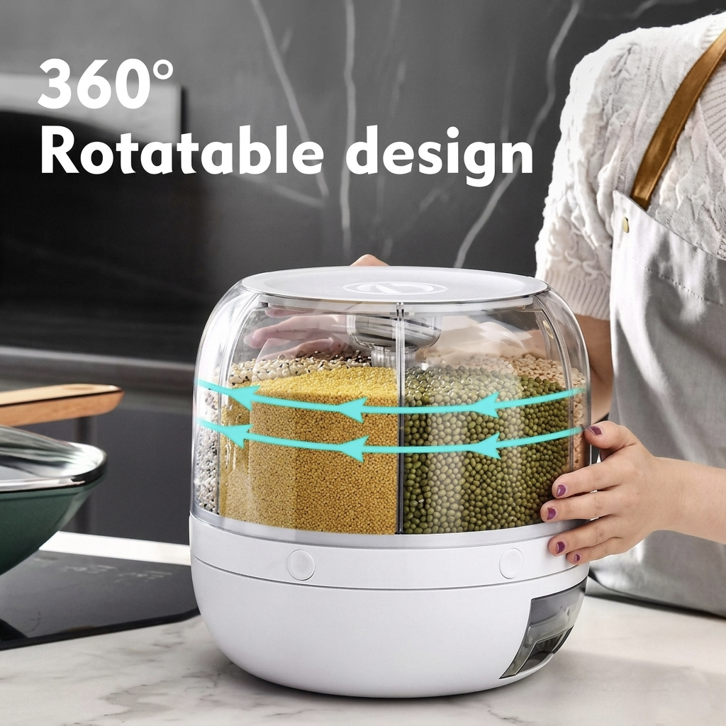 6-Grid Rotating Grain Dispenser - Grocery storage